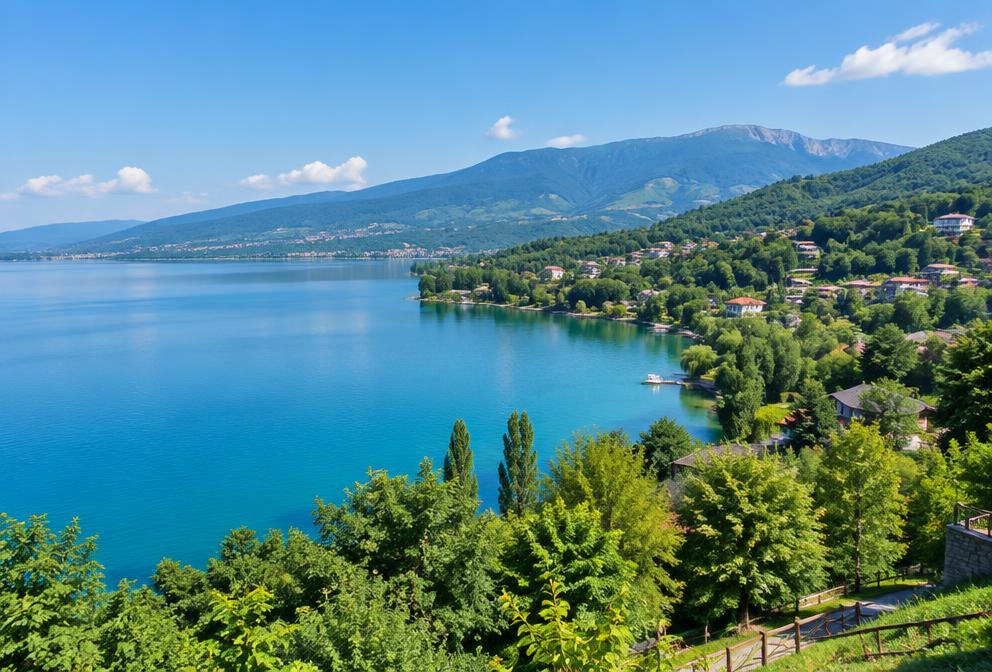 Blue Sapanca Lake surrounded by green hills